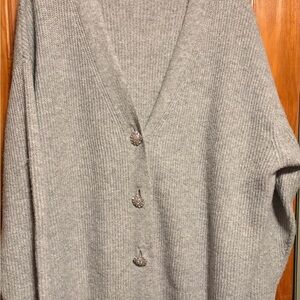 Ava & Viv Gray Button-Up Cardigan